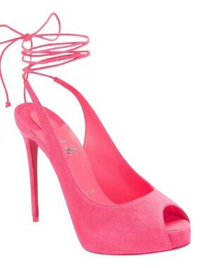 Christian Louboutin LACE UP NVP 120 Suede Platform Heels Sandals Shoes